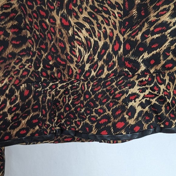 Vintage Nygard Petites animal-print blazer with leather trim size 6 EUC - Picture 5 of 10